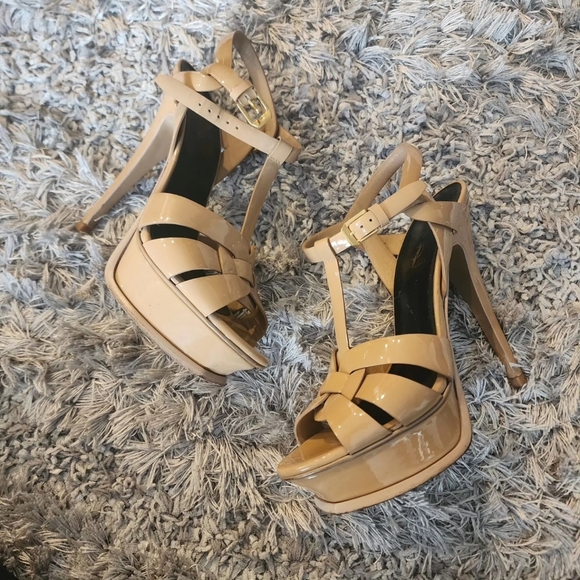 Yves Saint Laurent Shoes - SAINT LAURENT NUDE PATENT TRIBUTES 36.5